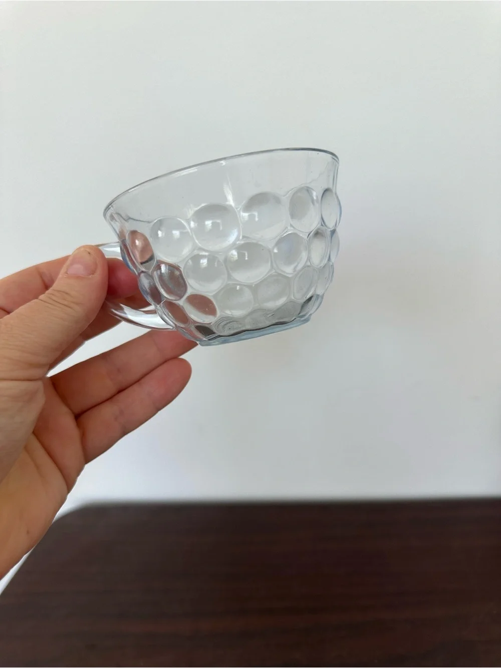 Sapphire Blue Bubble Depression Glass Teacup and Saucer Set